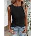 Sleeveless round neck knit blouse - Black