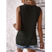 Knitted asymmetric round neck blouse - black