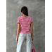 Fujya Red Embroidered Striped T-Shirt