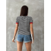 Black Red Embroidered Striped T-Shirt