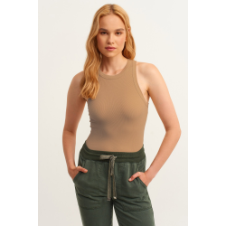 Ribbed Halter Top - Light Brown