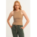 Ribbed Halter Top - Light Brown