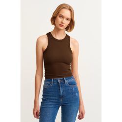 Ribbed Halter Top - Brown