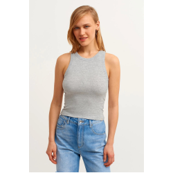 Ribbed Halter Top - Gray