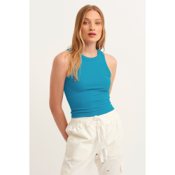 Ribbed Halter Top - Blue