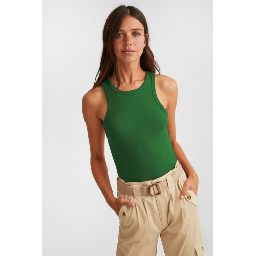 Ribbed Halter Top - Bottle Green