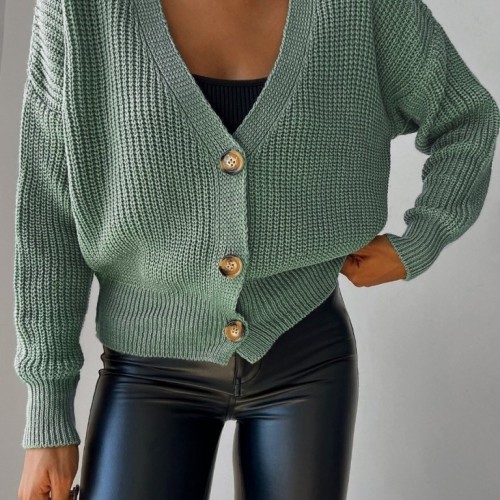 Knitted cardigan with buttons - mint