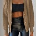 Knitted Button Cardigan - Brown