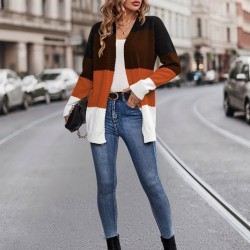 Long Striped Cardigan - Shades of Brown