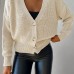 Knitted cardigan with buttons - ecru