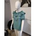 Spanish blouse with elastic band and short sleeves - turquoise