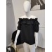 Spanish blouse with elastic band and short sleeves - black